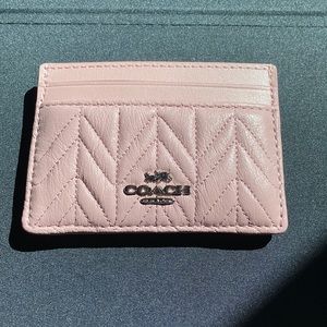 Coach pink leather card holder